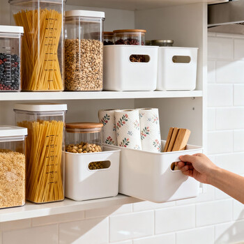 Leli storage box desktop desk kitchen organizing box miscellaneous storage basket organizing storage box upgraded thickening 4 pieces 20.5*14*7