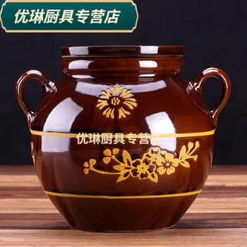 Tuojin lard tank oil jar porcelain oil jar household old-fashioned ceramic oil jar with lid chinese style high temperature resistant kitchen water capacity 4 pounds
