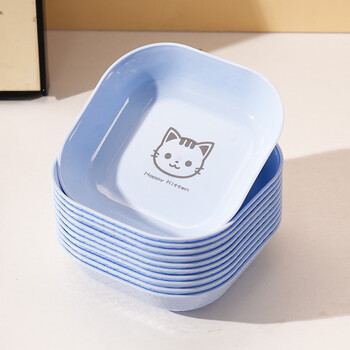Fantasy high-looking bone spitting dish household food grade microwaveable small dish snack plate table spitting bone dish with base thickened kitten bone dish light blue 10 pieces (dishwasher/microwaveable