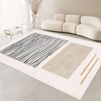 Yusenyi striped floor mat washable living room coffee table mat wind-free bedroom entrance sofa carpet surrounding line 02+pc leather 180x260.cm