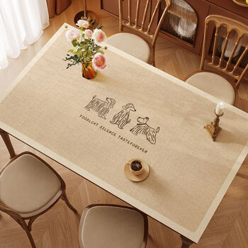 Fantasy modern table mat, high-end dining table cloth, oil-proof, waterproof, anti-scalding, no-wash tea table table mat. dog family a. customized rounded corner/curved table/square table. please contact customer service. self-remarks are invalid~