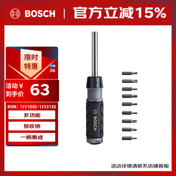 Bosch bosch 10-in-1 multifunctional ratcheting screwdriver with magnetic lever, three-speed power knob storage and integrated handle