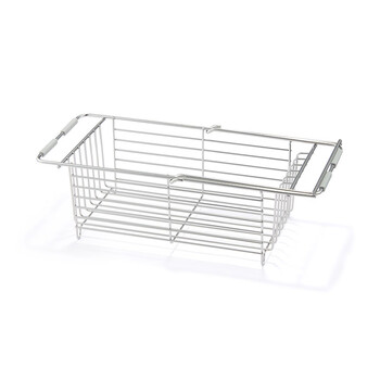 Wings retractable sink drain basket kitchen shelf model silver white