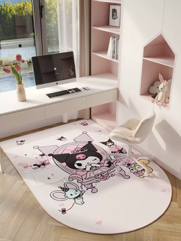 Yusenyi cartoon computer chair floor mat desk swivel chair study chair mat children's study bedroom reading area girls carpet m xiaoku queen semi-circle 120 pieces 120x60cm (noise and shock absorption without warping)