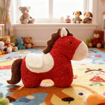 Lejiaku 2026 year of the horse mascot doll plush toy pillow sofa cushion cute little red horse doll new year gift chinese red pony pillow + transparent gift bag + light string 53cm