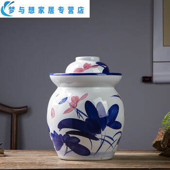 Junmo old-fashioned ceramic pickle jar household thickened clay pottery sealed jar sichuan pickles sauerkraut small pickle jar lotus 3 catties water pickle jar