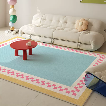 Yusenyi rug original design high-end blue dopamine carpet floor living room cream bauhaus washable wipeable bedroom mat dopamine dami 01 100 pieces 100x140cm upgraded three-proof loop velvet material