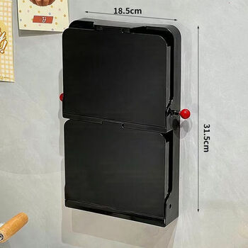 Fantasy kitchen multi-functional suction cup storage rack foldable multi-layer food preparation wall-mounted storage side dishes no punch-free multi-function black