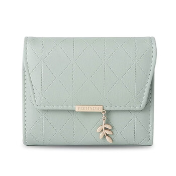 Woodpecker (tucano) 2026 new wallet japanese and korean version embossed women's short buckle wallet small fresh leaf pendant student small card holder green