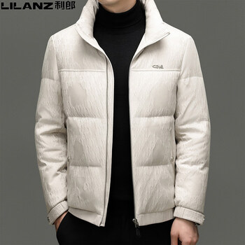 Lilang shopping mall's same men's winter new national standard down jacket, medium and young casual, thickened and warm, men's stand collar, business outerwear, off-white m 170 (100-120 catties)