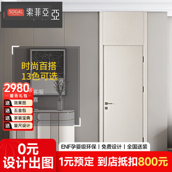 Sophia wooden door, paint-free ceiling door, ultra-high environmental protection interior door, room door, bedroom door, study soundproof door, bathroom door, study partition door, light cloth pattern yuan/昘