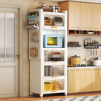Yimei you kitchen storage rack kitchen seam storage cabinet multifunctional dustproof cupboard integrated wall floor standing oven storage cabinet white deepened and height five doors six layers (length 50 width 42 height 183cm)