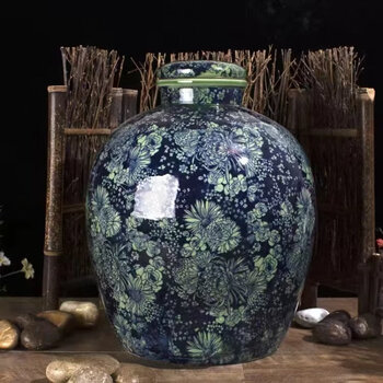 Tuojin japan imported high-quality jingdezhen ceramic wine jar for home use 10 jins 20 jins 30 jins 50 jins infused wine bottle antique 10 jins non-porous chrysanthemum free base wine lift
