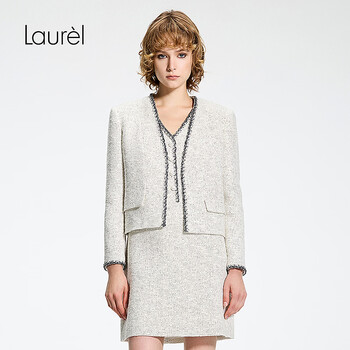 Laur l lanificio yarn small fragrance 26 spring new v-neck short jacket lwl371w01200 white mixed color s