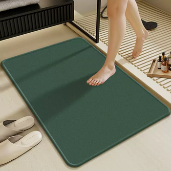 Yusenyi green bathroom floor mat bathroom non-slip water absorbent toilet door mat bathroom diatom mud quick-drying carpet dark green 40x60cm thick 6mm (headed - massive water absorption) upgraded model
