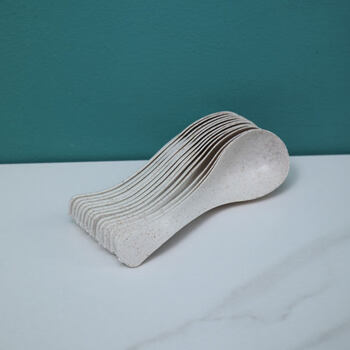 He jiagong rice husk tableware food-grade disposable dishes and chopsticks household three-piece set outdoor camping set dinner plate chopsticks four single product (spoon) 20 pieces