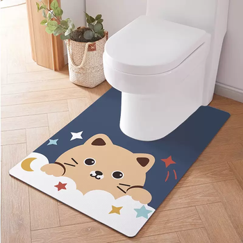 Yusenyigan diatom mud stain-resistant mat water-speed u-shaped mat toilet bathroom door suction toilet bathroom non-slip floor mat peek-a-boo u-shaped cushion u-shaped 50x55cm (special for small apartments)