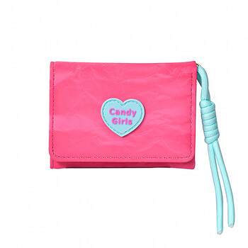 Lanyard wallet korean version ins love candy wallet women's simple short women's wallet exquisite good things 30% off pink