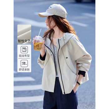 Shangjing jacket women's 26th spring new women's light outdoor workwear style loose fashion hooded jacket short jacket top women