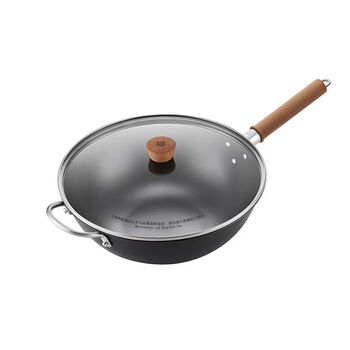 Zwilling german enjoy 32cm wok iron pan uncoated household flat-bottomed chinese iron cooking wok wok enjoy iron wok 32cm