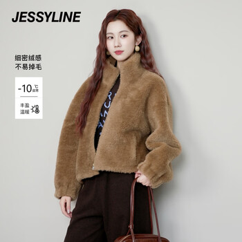 Jessy line jessy lai temperament maillard short fur women's 2025 winter new small warm jacket brown brown xs