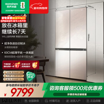 Rongsheng world cup customized will yangxian 505l cross-door refrigerator dual system ultra-thin zero embedded automatic ice making bcd-505w60czbas-hu51 national subsidy