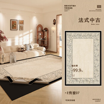 Igiftfire french medieval style carpet removable and washable living room 2025 new machine washable double bedroom bedside mat e tongmi 07 200cm*300cm carpet surface only