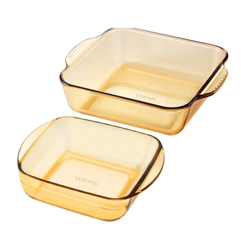 Corning tableware heat-resistant glass plate dish dinner plate baking pan dumpling plate fish plate 1l baking pan + 2l baking pan