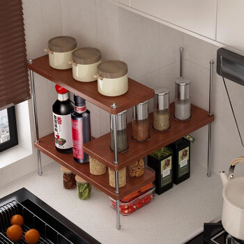 Fantasy kitchen flue shelf condiment storage rack corner seasoning jar rack diy corner model double layer large