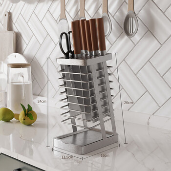 Wing fantasy 304 stainless steel kitchen knife holder kitchen knife holder storage rack household draining countertop vegetable knife holder storage rack thickened 304 stainless steel stainless steel water tray