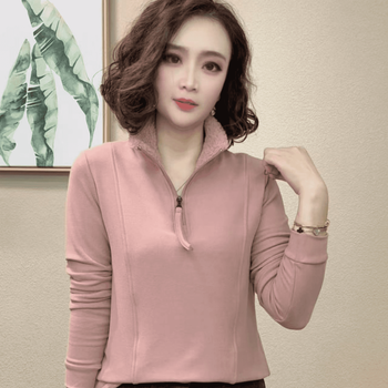 2025 new winter style fashionable, versatile and temperamental women's age-reducing slimming tops, pink 3xl, recommended 130-140 pounds