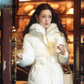 Koradior goose down koradior shopping mall same style 2025 winter warm and cold down jacket for women, light yellow m