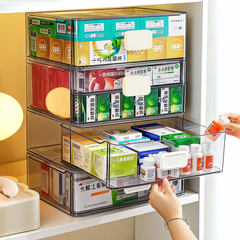 Home story (katei story) japanese household medicine box, family drawer type medicine storage box, large capacity medicine box, children's medicine small medicine box, extra large front, widened and lengthened, 1 pack