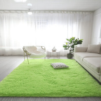 Fantasy modern simple plush floor mat, rectangular carpet for living room and bedroom, machine washable blended floor mat, suitable for cats, fruit green, thickened 80x160cm