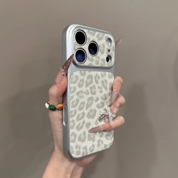 Mifushi ins autumn and winter hot girl leopard print changes in seconds to 17 suitable for iphone17pro mobile phone case apple 16promax new 13 internet celebrity 14 trendy 15pro super good-looking 17 anti-fall cover beige gray second change to 17-autumn and winter leather glitter leopard print iphone 17 pro m