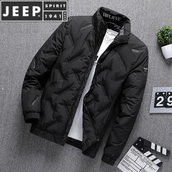 Jeep spirit2025 new jacket down jacket men's autumn and winter thickened warm stand-up collar short handsome jacket winter black duck down m