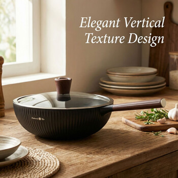 Supor same quality solid color wok non-stick kitchen gas stove gas universal easy black nordic titanium shield 30cm wok with lid