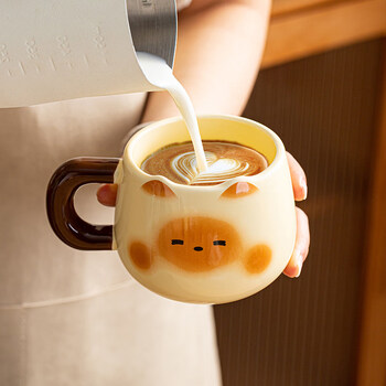 Tuojin cute kitten ceramic cup home drinking mug coffee cup women's personal office couple squinting cat