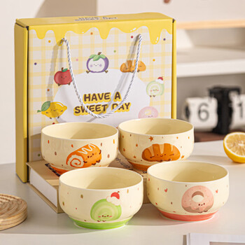 Tuojin cute bowl household 2026 new high-value personal small bowl ceramic rice bowl children's tableware yogurt bowl gift box baking series