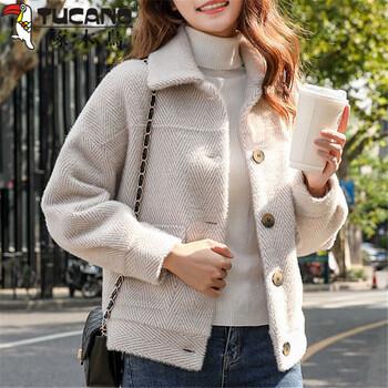 Woodpecker (tucano) spring and autumn warm imitation mink velvet jacket women's loose thickened gold mink women's short top off-white m 95-110 jin