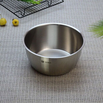 Jieyunmao german food-grade 304 stainless steel basin single-layer thickened washing and serving bowls for soup, eggs and noodles, sauce bowls, a set of large + medium + small + lid