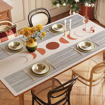 Yusenyi environmentally friendly high-end tablecloth waterproof and oil-proof no-wash anti-scalding hot rectangular dining table coffee table mat zc orange line miss m yuan original painting core piracy will be investigated 60x120cm