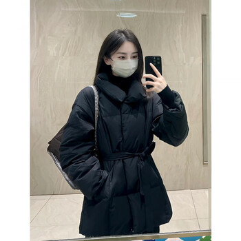 Hengyuanxiang international big brand high-end down jacket black waisted women's 2025 winter new loose casual small medium and long style brand black m