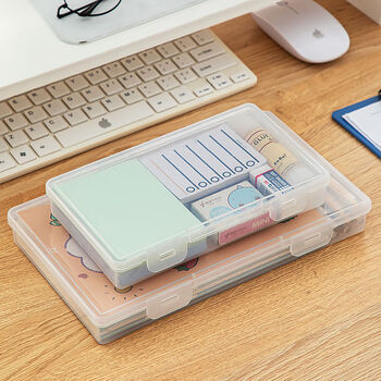 Fantasy storage box, rectangular small storage box, desk storage rack, transparent work station organization, 1 pack, flat style + small size