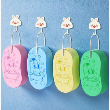 Shantou lincun children's bathing artifact baby bath rub back sponge cartoon rabbit style children's bathing artifact one pack