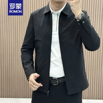 Romon spring new thin stretch jacket men's clean version business casual zipper style executive lapel versatile men's jacket black xl 180 recommended 125140 catties