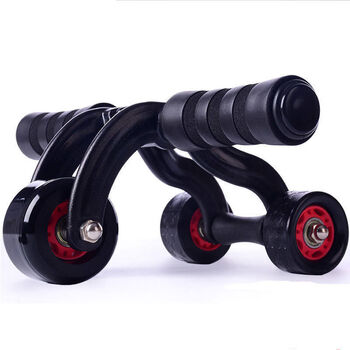 Three-wheel abdominal fitness wheel, abdominal fitness roller, sports fitness equipment for men and women, home abdominal tightening device, three-wheel abdominal fitness wheel, no rebound, default kneeling pad