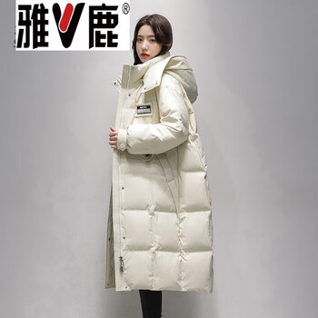 Yalu long down jacket for women in winter 2026 new fashion long over the knee northeastern extreme cold super thick jacket jiujiang down jiujiang down jacket for women - beige_ high-end western style down jacket for small people xxs 150_80a_(80-100 catties)_ high-end