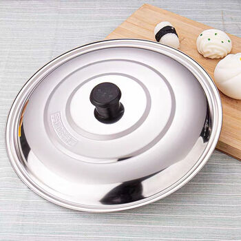 Fantasy pot lid stainless steel large pot lid household extra thick iron pot wok frying pan lid round lid universal water cylinder lid 34 pot lid thickening (outer diameter 33.5) free round button