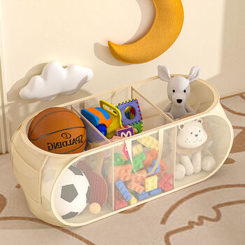 Fantasy storage basket storage box plush storage rack storage rack ocean ball building block storage basket vertical style + beige 34x34x58cm large capacity small footprint space saving